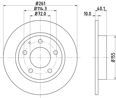 Hella Bremsscheibe Hinterachse Voll [Hersteller-Nr. 8DD355103-231] für Ford Usa, Mazda von HELLA