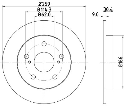 Hella Bremsscheibe Hinterachse Voll [Hersteller-Nr. 8DD355118-981] für Toyota von HELLA