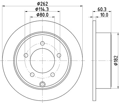 Hella Bremsscheibe Hinterachse Voll [Hersteller-Nr. 8DD355120-561] für Chrysler, Dodge, Jeep von HELLA