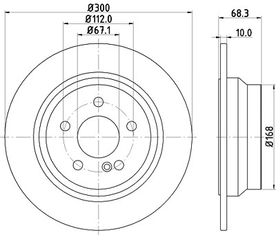 Hella Bremsscheibe Hinterachse Voll [Hersteller-Nr. 8DD355108-841] für Mercedes-Benz von HELLA