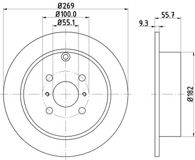 Hella Bremsscheibe Hinterachse Voll [Hersteller-Nr. 8DD355110-491] für Toyota von HELLA