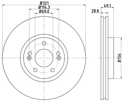 Hella 1x Bremsscheibe [Hersteller-Nr. 8DD355118-161] für Hyundai, Kia von HELLA