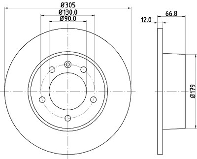 Hella Bremsscheibe [Hersteller-Nr. 8DD355108-291] für Nissan, Opel, Renault, Vauxhall von HELLA