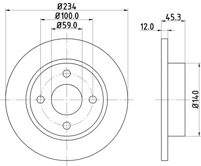 Hella Bremsscheibe [Hersteller-Nr. 8DD355103-341] für Nissan von HELLA