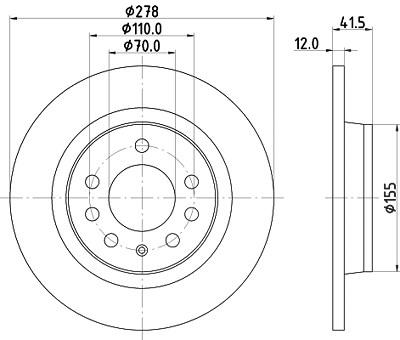 Hella Bremsscheibe [Hersteller-Nr. 8DD355122-201] für Opel von HELLA