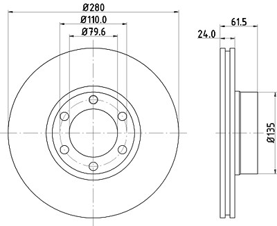 Hella Bremsscheibe [Hersteller-Nr. 8DD355106-611] für Opel, Renault, Vauxhall von HELLA