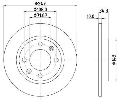 Hella Bremsscheibe [Hersteller-Nr. 8DD355102-061] für Peugeot von HELLA