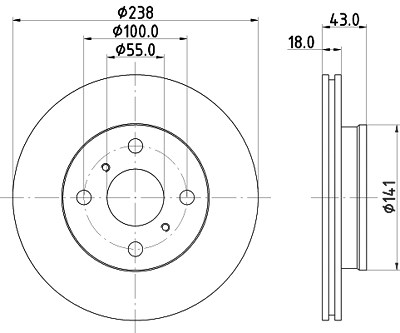Hella Bremsscheibe [Hersteller-Nr. 8DD355104-781] für Toyota von HELLA