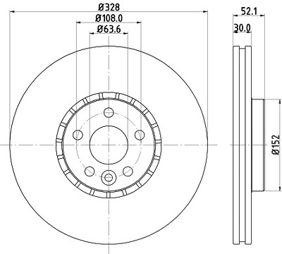 Hella 1x Bremsscheibe Vorderachse Belüftet [Hersteller-Nr. 8DD355116-181] für Volvo von HELLA