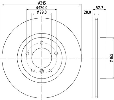 Hella Bremsscheibe Vorderachse Belüftet Links [Hersteller-Nr. 8DD355104-091] für BMW, Wiesmann von HELLA