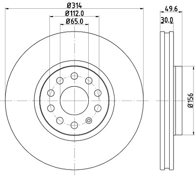 Hella Bremsscheibe Vorderachse Belüftet [Hersteller-Nr. 8DD355117-791] für Seat, Skoda, VW von HELLA