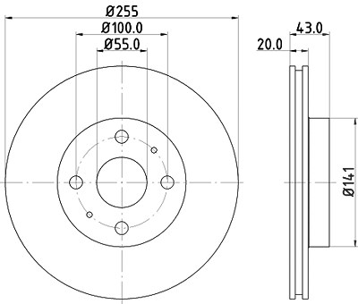 Hella Bremsscheibe Vorderachse Belüftet [Hersteller-Nr. 8DD355108-881] für Geely, Great Wall, Toyota von HELLA