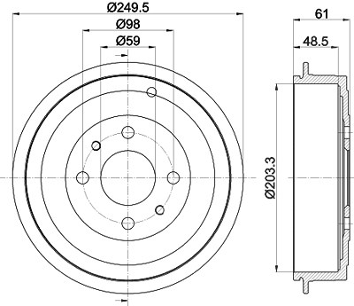 Hella Bremstrommel [Hersteller-Nr. 8DT355301-421] für Alfa Romeo, Chrysler, Fiat, Lancia von HELLA