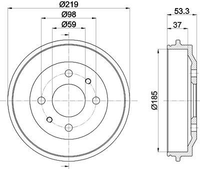 Hella Bremstrommel [Hersteller-Nr. 8DT355301-961] für Abarth, Autobianchi, Fiat, Lancia, Saab, Seat von HELLA