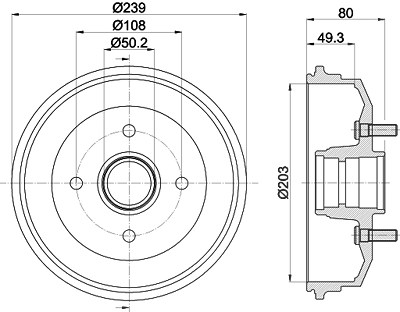 Hella Bremstrommel [Hersteller-Nr. 8DT355301-361] für Ford von HELLA