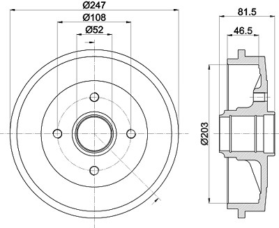 Hella Bremstrommel [Hersteller-Nr. 8DT355300-481] für Citroën, Peugeot von HELLA