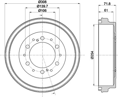 Hella Bremstrommel [Hersteller-Nr. 8DT355302-421] für Toyota von HELLA