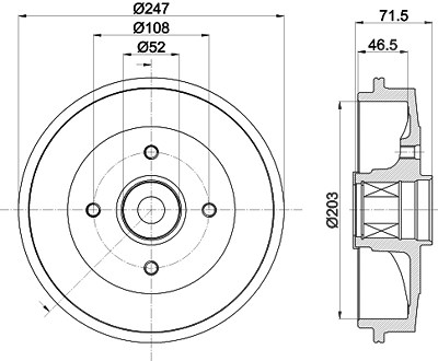 Hella Bremstrommel [Hersteller-Nr. 8DT355302-791] für Citroën, Peugeot von HELLA