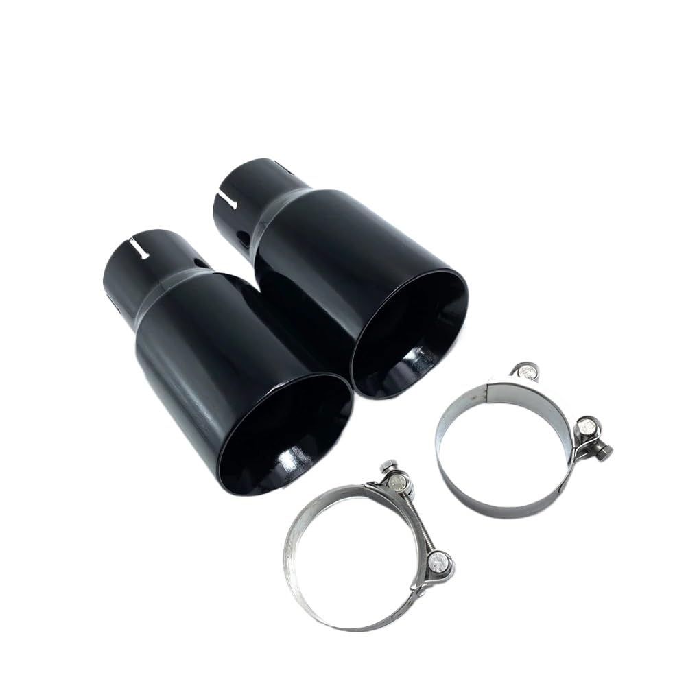 Auspuffblende 1 PC Auto glänzend schwarz Edelstahl Universal Auspuffanlage Schalldämpfer Spitze Endrohr Auto Auspuffspitze Auspuff Endrohr(IN 70MM-OUT 89MM) von HEMODIAN