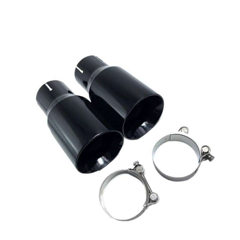 Auspuffblende 1 PC Auto glänzend schwarz Edelstahl Universal Auspuffanlage Schalldämpfer Spitze Endrohr Auto Auspuffspitze Auspuff Endrohr(IN 70MM-OUT 89MM) von HEMODIAN