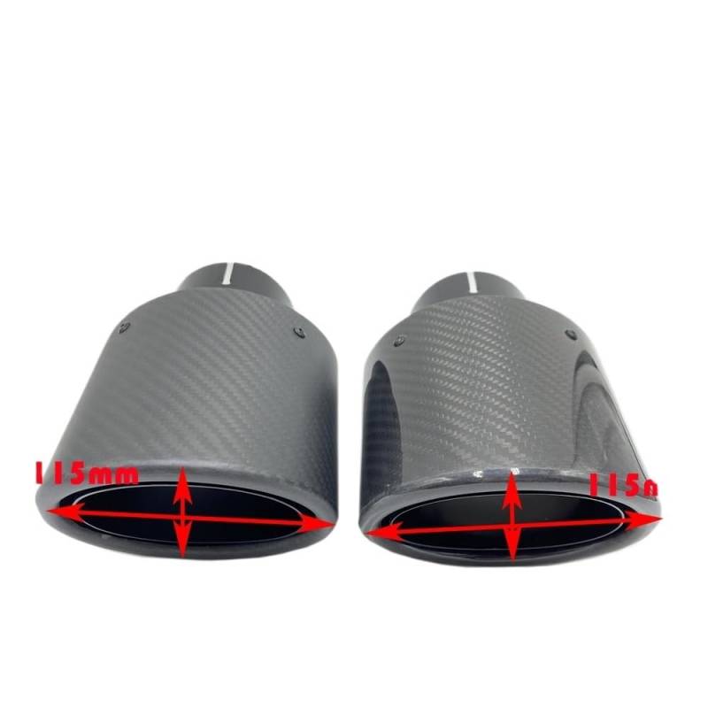 Auspuffblende 1 PCS Oval Schräg 95 * 115mm Carbon Faser Auto Auspuff Dual Tipps Glänzend Schwarz Edelstahl Auspuff Schalldämpfer rohre Auspuff Endrohr(76-115MM Glossy Oval) von HEMODIAN