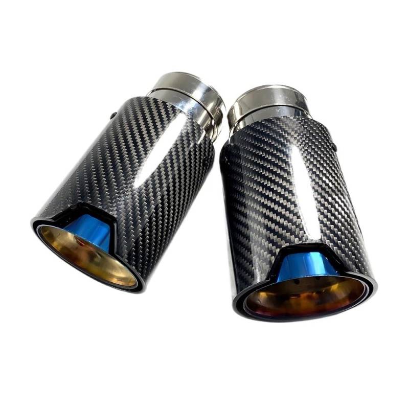 Auspuffblende 1 Stück Kohlefaser Blau Auspuffspitzen Düsen Größe Auto Auspuff Racing Auspuff Endrohr(ID 70mm-OD 80mm) von HEMODIAN