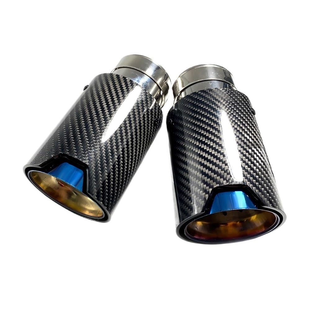 Auspuffblende 1 Stück Kohlefaser Blau Auspuffspitzen Düsen Größe Auto Auspuff Racing Auspuff Endrohr(ID 76mm-OD 93mm) von HEMODIAN