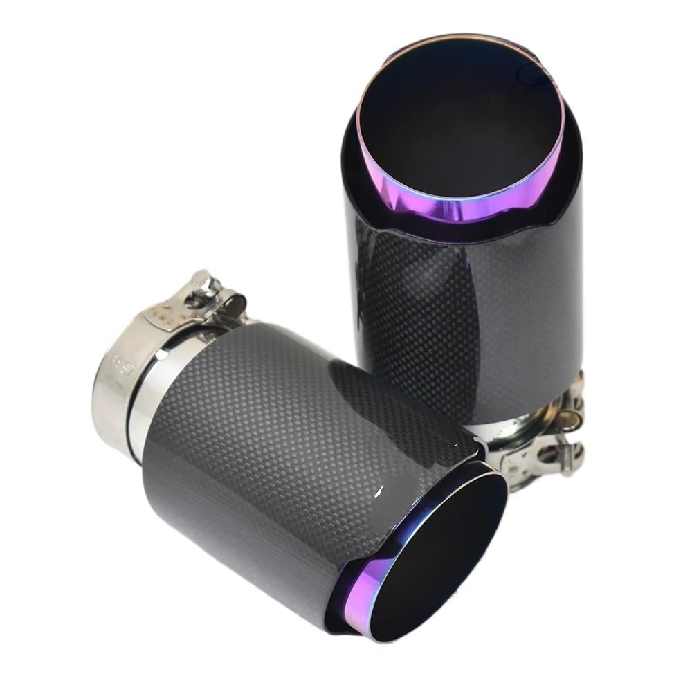 Auspuffblende 1PC Auto Auspuffspitze Lila Rohr Glänzend Carbon Fiber Plain Schalldämpfer Rohr Automobil Teile Auspuffrohr Modifikation Auspuff Endrohr(63-101MM) von HEMODIAN
