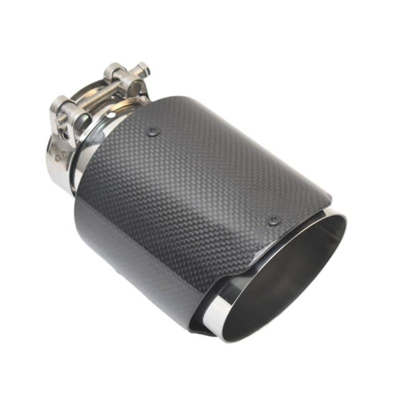 Auspuffblende 1PC Auto Glänzend Carbon Faser Licht Auspuff System Schalldämpfer Rohr Spitze Gerade Universal Silber Edelstahl Schalldämpfer Dekorationen Auspuff Endrohr(66-101MM) von HEMODIAN