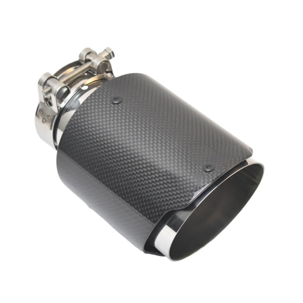 Auspuffblende 1PC Auto Glänzend Carbon Faser Licht Auspuff System Schalldämpfer Rohr Spitze Gerade Universal Silber Edelstahl Schalldämpfer Dekorationen Auspuff Endrohr(76-89MM) von HEMODIAN
