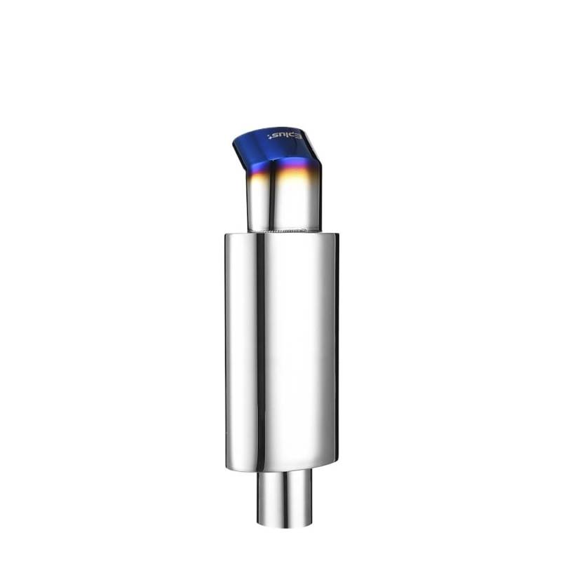 Auspuffblende Auto Auspuffrohr Schalldämpfer Schwanz Universal Oval Edelstahl 51 57 63mm Blau Silber Auspuffanlage Schalldämpfer Sport Auspuff Endrohr(Curved blue 57MM) von HEMODIAN