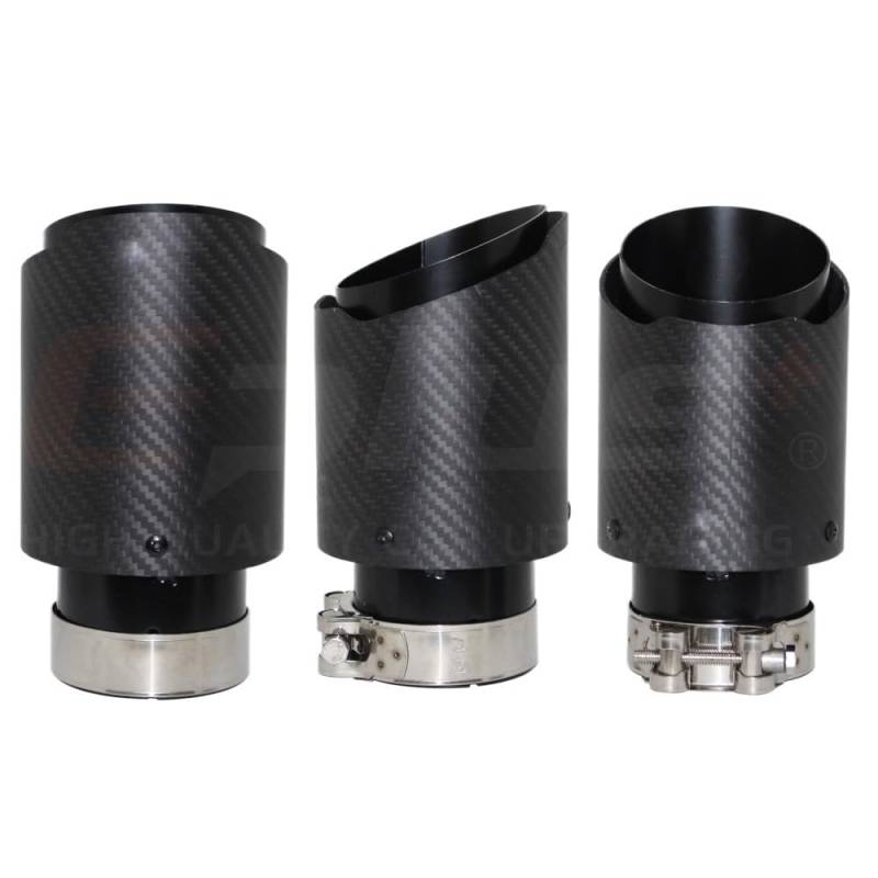 Auspuffblende Auto Matte Carbon Fiber Auspuffanlage Schalldämpfer Rohrspitze Gerade Universal Schwarz Edelstahl Schalldämpfer Dekorationen Auspuff Endrohr(60mm-76mm) von HEMODIAN