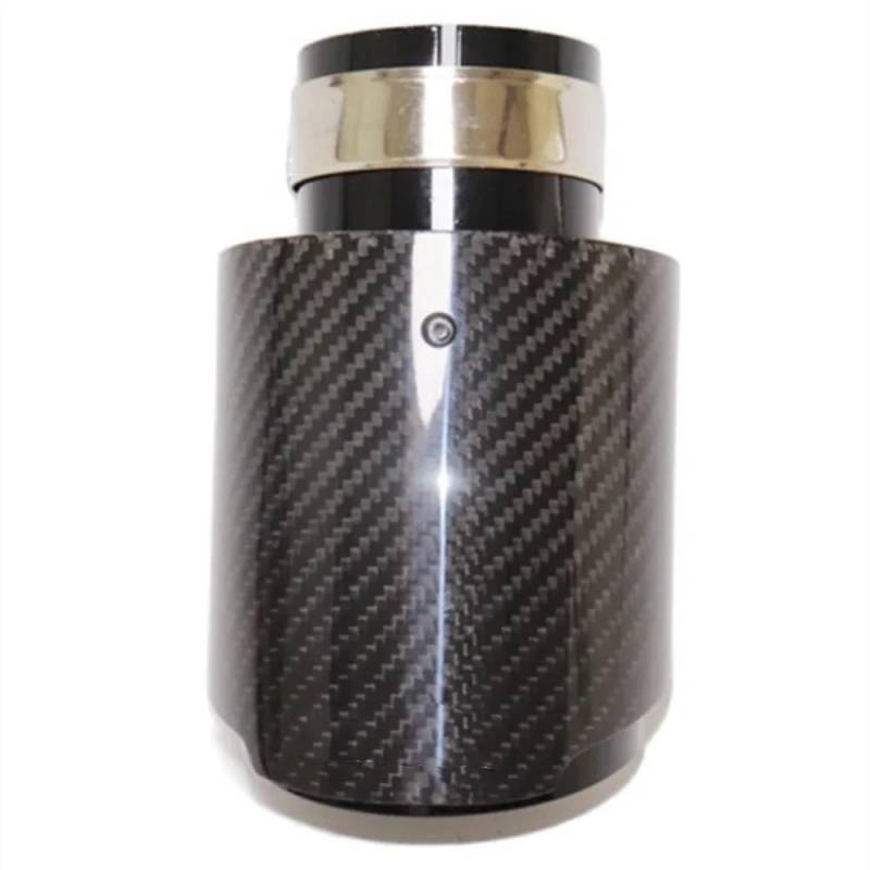 Auspuffblende Auto glänzende Kohlefaser-Auspuffanlage, Schalldämpfer, Rohrspitze, gerade, universelle schwarze Edelstahl-Schalldämpfer, Dekorationen Auspuff Endrohr(63MM IN 89MM OUT) von HEMODIAN