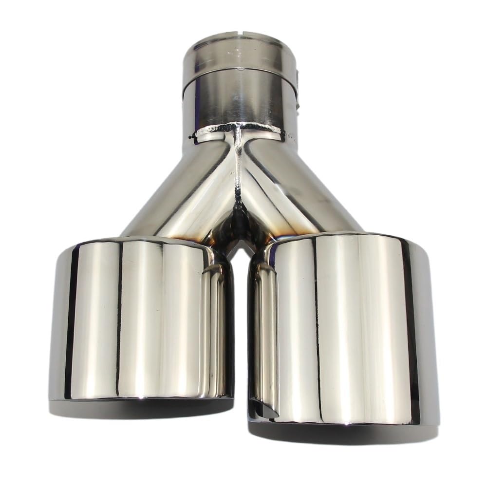 Auspuffblende Autozubehör Brighttype Doppelauslass-Auspuffrohr-Endrohr aus Edelstahl mit gerader Kante Auspuff Endrohr(51mm out 89mm) von HEMODIAN