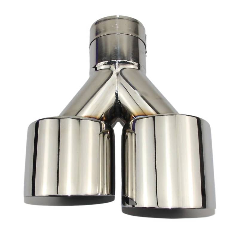 Auspuffblende Autozubehör Brighttype Doppelauslass-Auspuffrohr-Endrohr aus Edelstahl mit gerader Kante Auspuff Endrohr(51mm out 89mm) von HEMODIAN