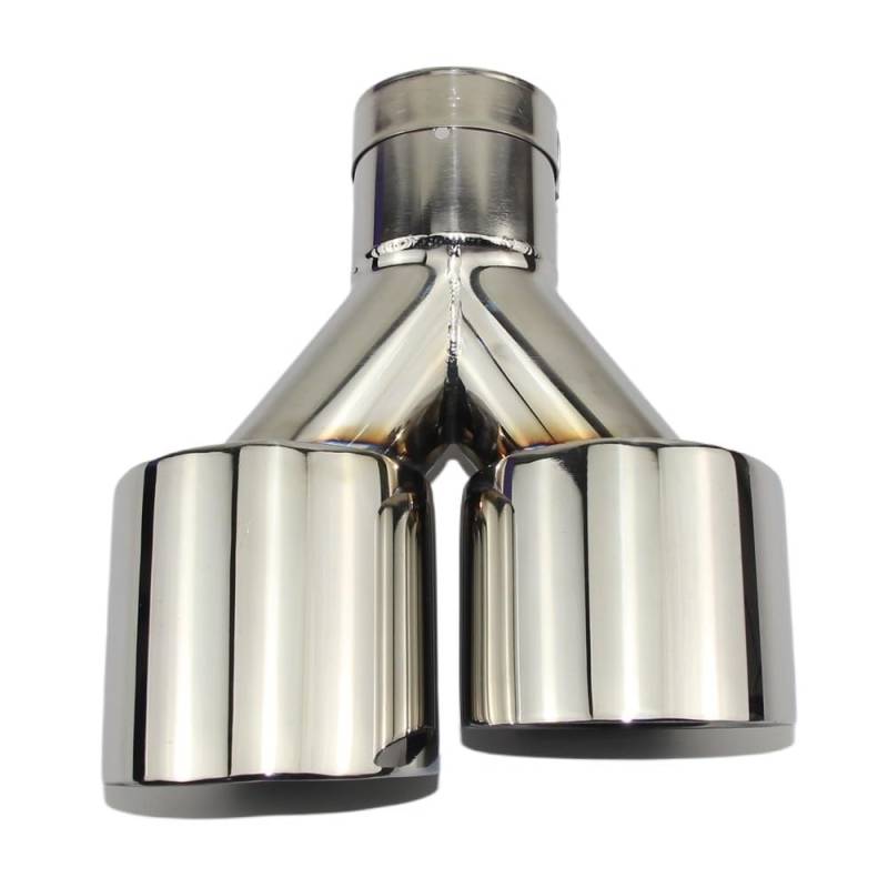 Auspuffblende Autozubehör Brighttype Doppelauslass-Auspuffrohr-Endrohr aus Edelstahl mit gerader Kante Auspuff Endrohr(57mm out 76mm-01) von HEMODIAN