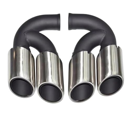 Auspuffblende Autozubehör Edelstahl-Quad-Stahl-Auspuffspitze Doppelschicht Auspuff Endrohr(Brushed silver short) von HEMODIAN