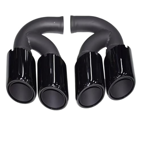 Auspuffblende Autozubehör Edelstahl-Quad-Stahl-Auspuffspitze Doppelschicht Auspuff Endrohr(Short black) von HEMODIAN