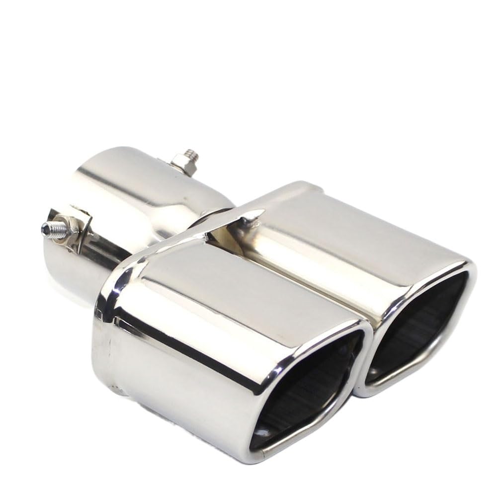 Auspuffblende Universal-Edelstahl-Auto-Auspuffrohr-Schalldämpfer-Endrohr-Auslassdüsenende, glattes Ende, ein Wechsel, zwei Doppel-Out-ID 60 mm, 75 mm Auspuff Endrohr(Straight silver 60MM-01) von HEMODIAN