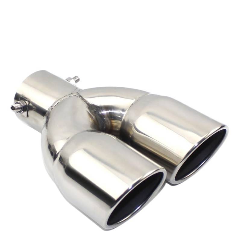 Auspuffblende Universal-Edelstahl-Auto-Auspuffrohr-Schalldämpfer-Endrohr-Auslassdüsenende, glattes Ende, ein Wechsel, zwei Doppel-Out-ID 60 mm, 75 mm Auspuff Endrohr(Straight silver 75MM) von HEMODIAN
