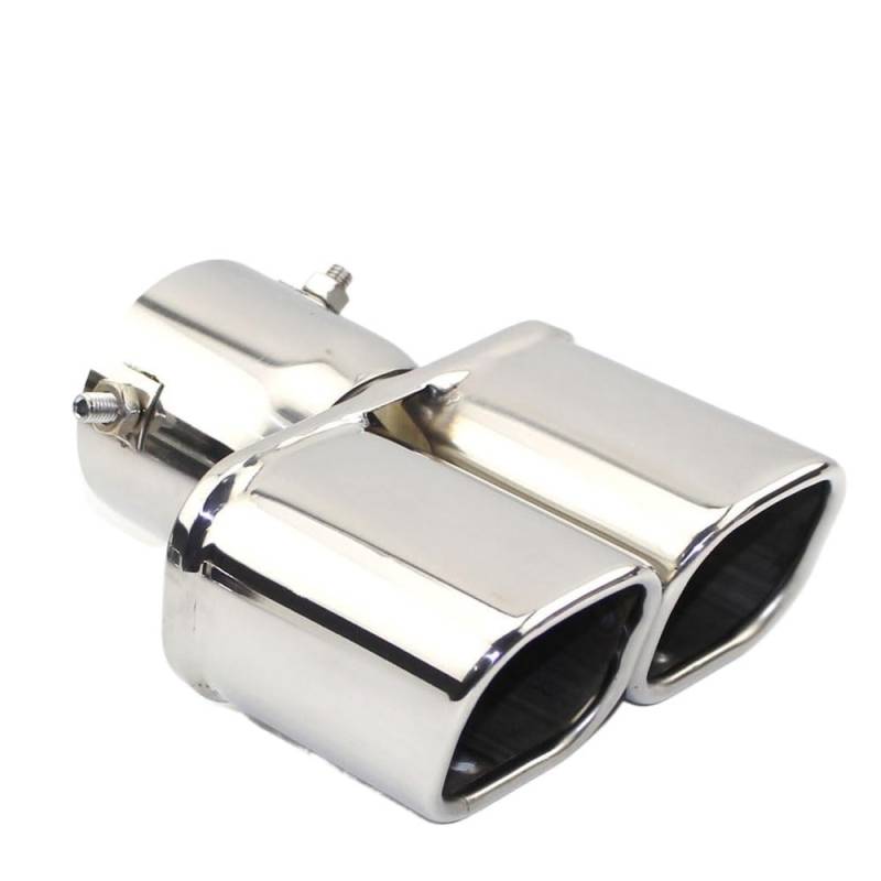 Auspuffblende Universal-Edelstahl-Auto-Auspuffrohr-Schalldämpfer-Endrohr-Auslassdüsenende, glattes Ende, ein Wechsel, zwei Doppel-Out-ID 60 mm, 75 mm Auspuff Endrohr(Straight silver 75MM-01) von HEMODIAN