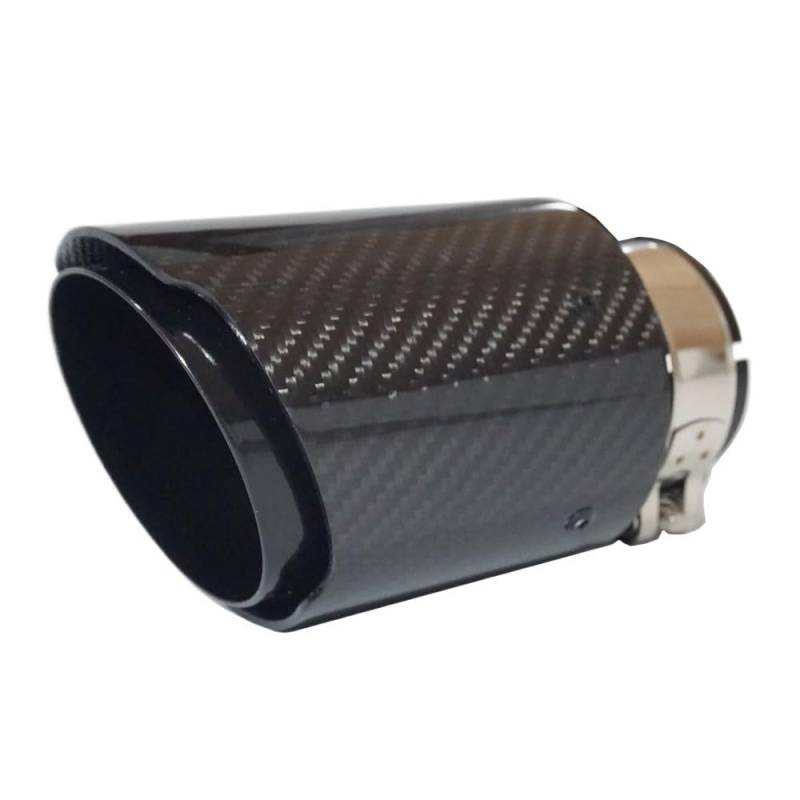 Auspuffblende Universal Endrohr Schalldämpfer Gerade Auspuffanlage Schwarz Edelstahl Carbon Faser End Tipps Auto Zubehör Auspuff Endrohr(70 Inlet 114 Outlet) von HEMODIAN
