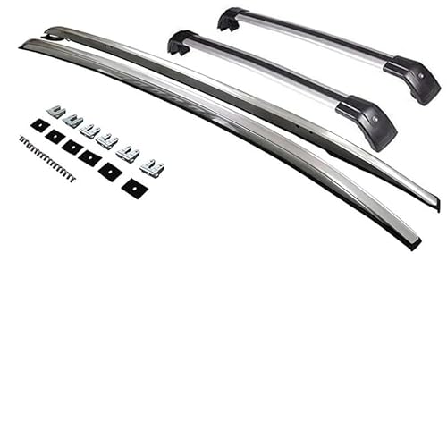 DachträGer Auto Dachträger Schienen Bar Gepäckträger Bars Top Cross Bar Rack Rail Boxen Aluminium DachträGer Geschlossene Reling(Silver-01) von HEMODIAN