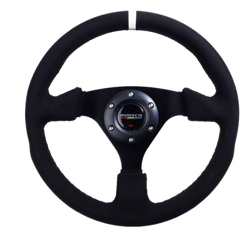 Lenkrad 13 Zoll 330 mm Lenkrad flaches Wildleder Auto Drift Sim Racing Lenkradsteuerung 70 mm Steering Wheel von HEMODIAN