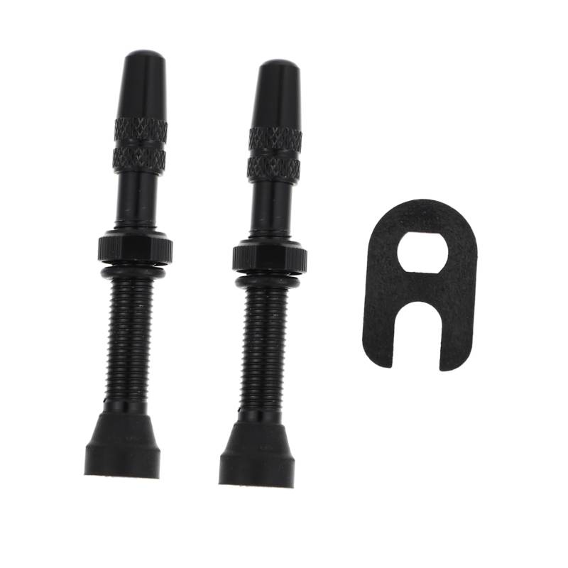 HEMOTON 1 Set Ventileinsatz Ventilschäfte Air Bike Reifenschäfte Schlauchlose Reifen Ventilschäfte Kappen Radschaft Aluminiumschaft Schwarze Aluminiumlegierung von HEMOTON