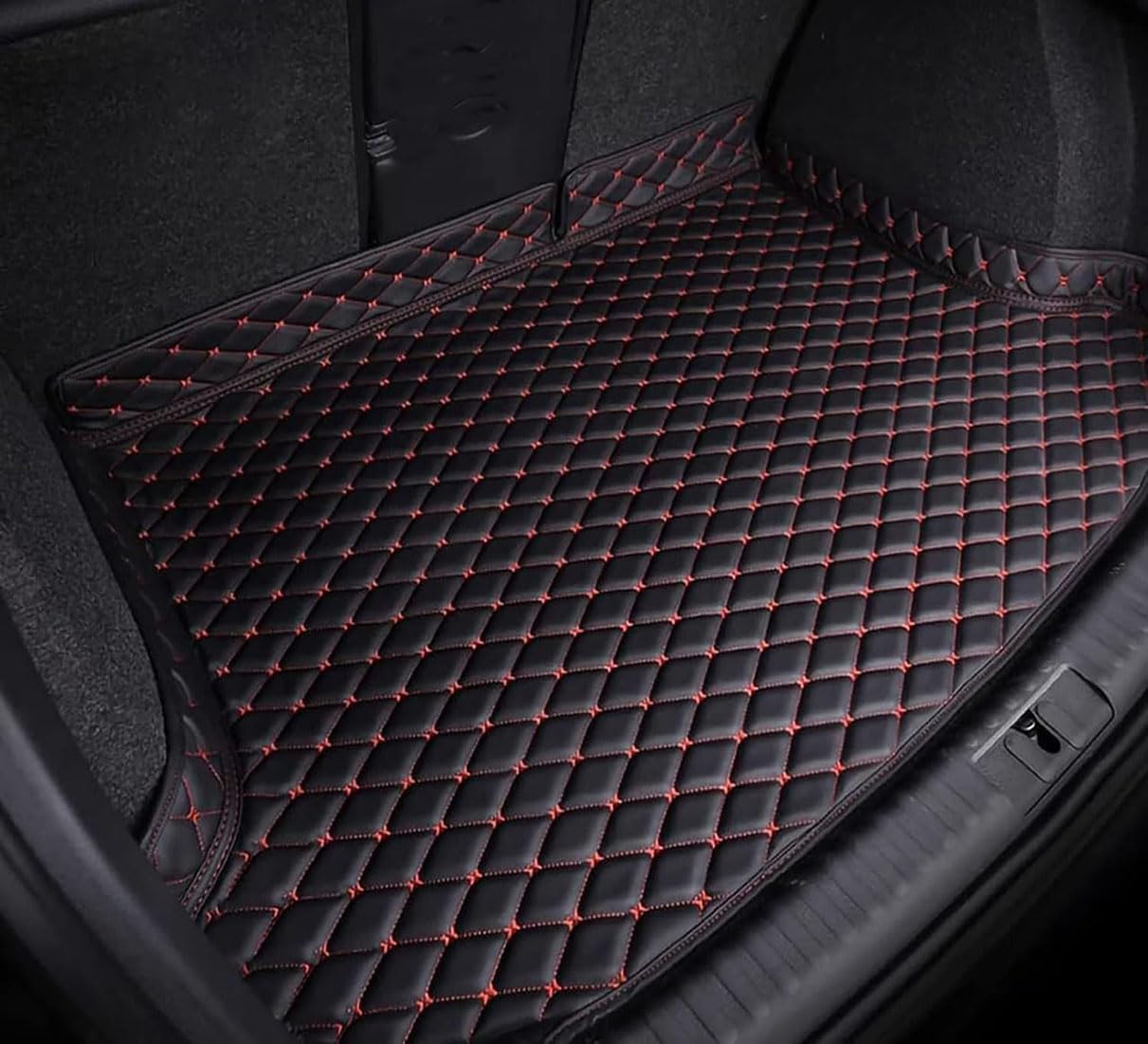 Auto Leder rutschfest Kofferraumwanne für Opel Crossland 2020-2024+, Langlebiges Wasserdicht Kratzfest Kofferraummatte Schutzmatte ZubehöR,A/Black-Red Auto Leder rutschfest Kofferraumwanne für Opel Crossland 2020-2024+, Langlebiges Wasserdicht Kratzfest Kofferraummatte Schutzmatte ZubehöR,A/Black-Red von HENCHENH