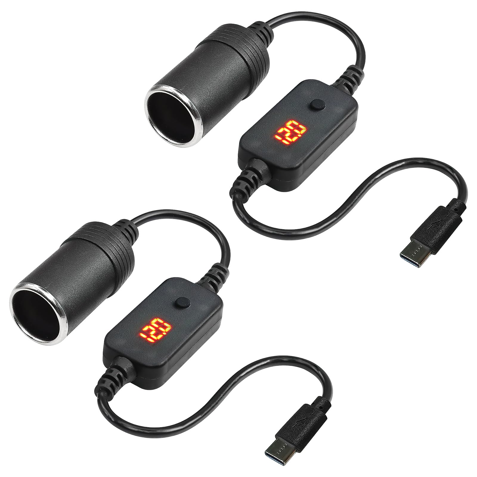 2 Stück Usb auf zigarettenanzünder 12v adapter stecker usb c auf 12v adapter auto zigarettenanzünder mit Voltmeter Einstellbare Spannung 5V/9V/12V Anzeige Geeignet für Auto Ladegerät Dash Cam GPS 2 Stück Usb auf zigarettenanzünder 12v adapter stecker usb c auf 12v adapter auto zigarettenanzünder mit Voltmeter Einstellbare Spannung 5V/9V/12V Anzeige Geeignet für Auto Ladegerät Dash Cam GPS von HENGBIRD