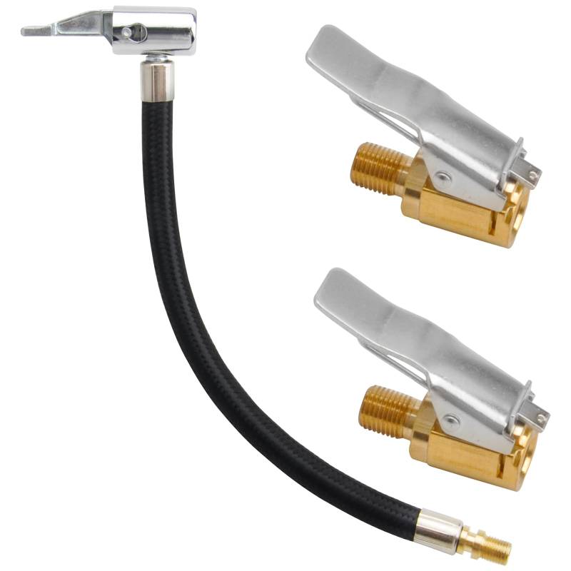 Ventilverlängerung Set, 24cm Reifenfüller Schlauch mit 2 Stück 8mm Autoventil Hebelstecker, Inflator Pumpe Schlauch Luftschlauch Ventilverlängerung Autoventil für Auto Fahrrad Motorrad Kompressor von HENGBIRD