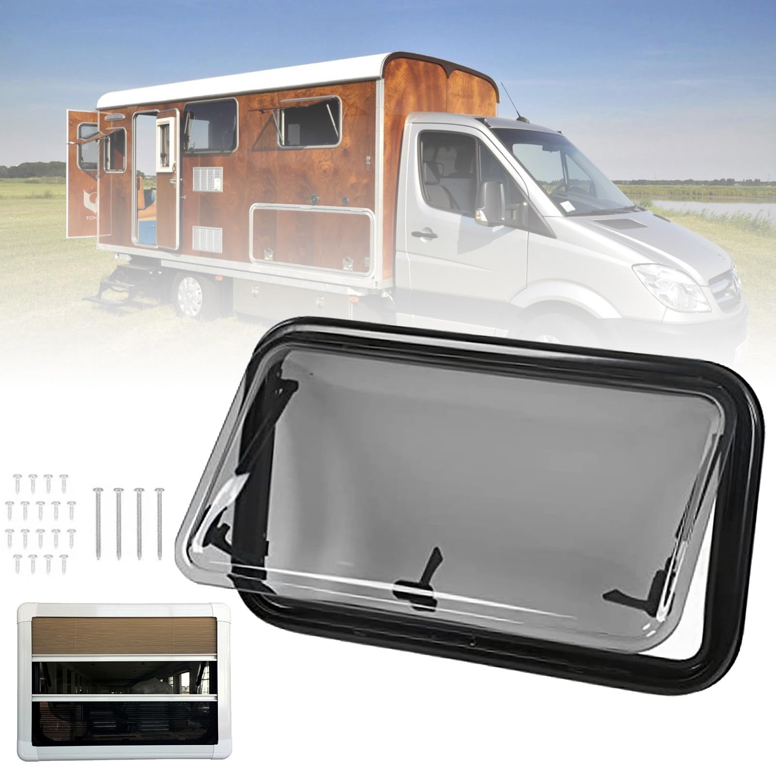 Ausstellfenster Camper Wohnwagenfenster Wohnwagenfenster Insektenschutz, Wohnwagen Seitenfenster mit integriertem Rollo und Fliegengitter für Wohnwagen Van Camper ,800x600mm Ausstellfenster Camper Wohnwagenfenster Wohnwagenfenster Insektenschutz, Wohnwagen Seitenfenster mit integriertem Rollo und Fliegengitter für Wohnwagen Van Camper ,800x600mm von HENGCMM