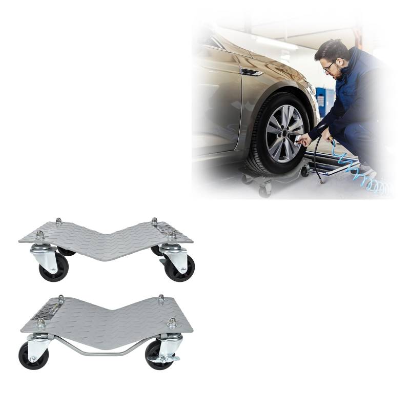 HENGMEI Rangierhilfe Rangierroller 2 Stück mit 360° Rolle Abschließbar 500 kg Belastbarkeit pro Plattform für Bewegen Große Fahrzeuge PKWs Autos von HENGMEI